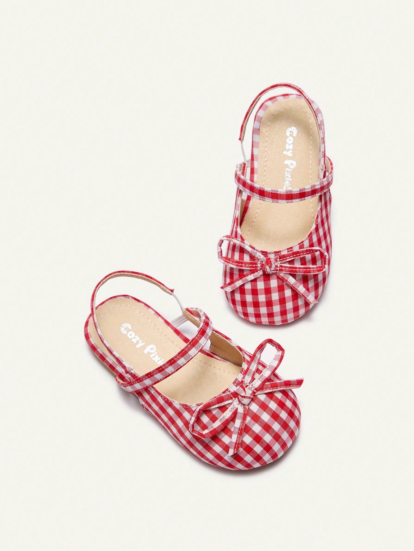 Cozy Pixies Fashionable Versatile Casual Red Plaid Vacation Party Fun Princess Style Cute Bow Mule Shoes Princess Wedding Season College Style Girl Baby Flat