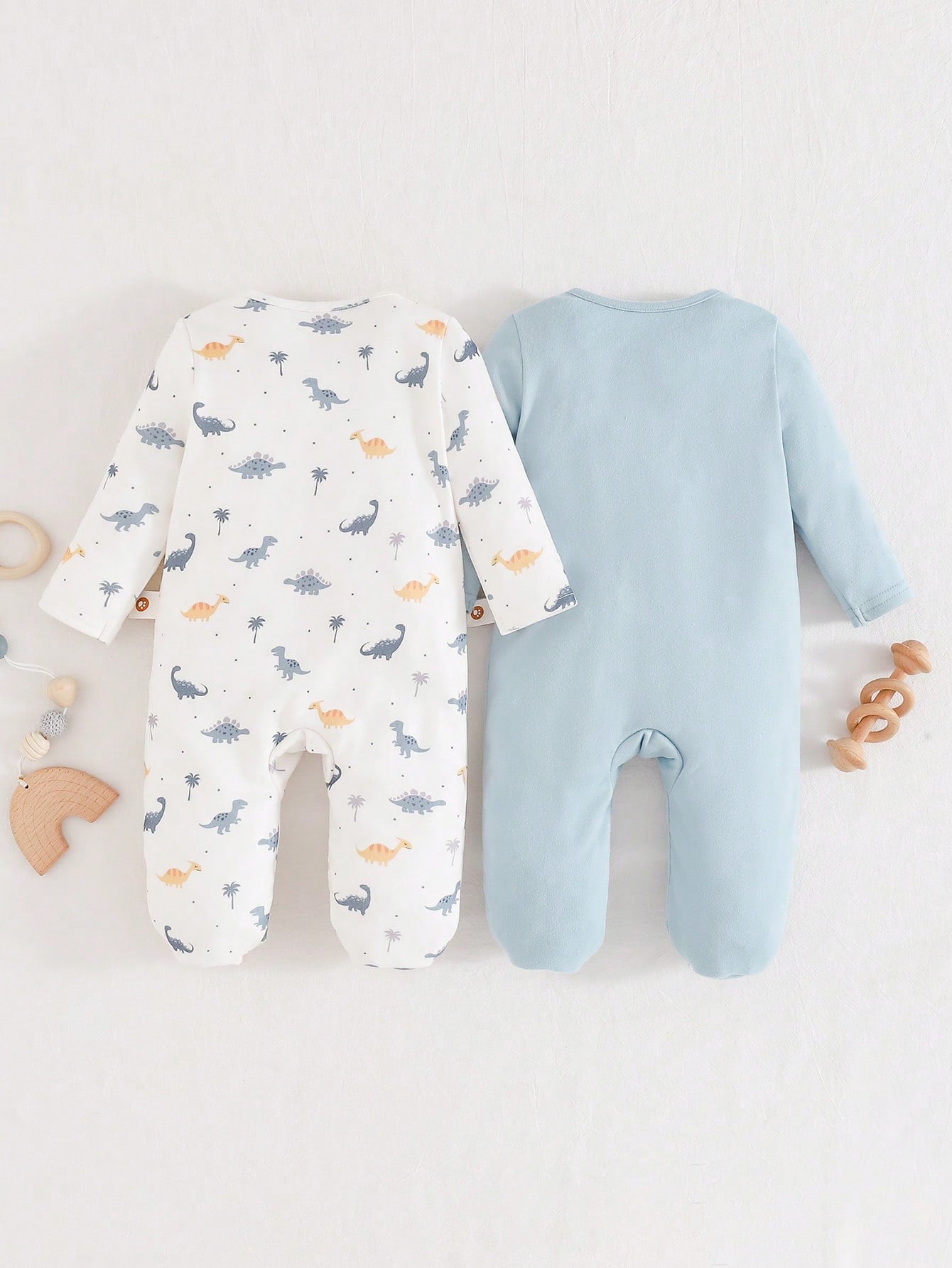 Cozy Pixies Newborn Baby Boy/Girl Cartoon Dinosaur Pattern Knitted Soft Round Neck Long Sleeve Romper & Pants 2-Piece Set