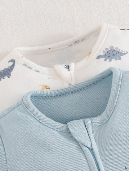 Cozy Pixies Newborn Baby Boy/Girl Cartoon Dinosaur Pattern Knitted Soft Round Neck Long Sleeve Romper & Pants 2-Piece Set