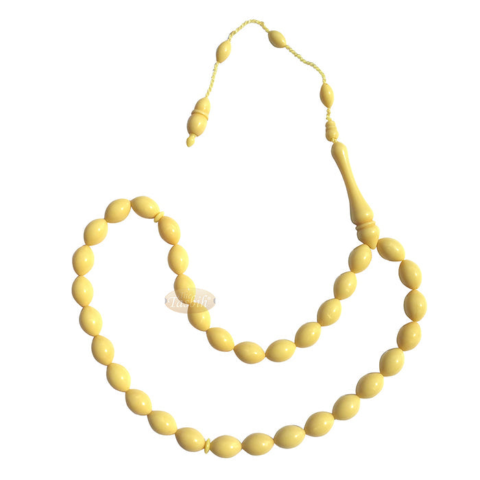 Cream Tapered Oval 33-Bead 8x12.5 mm Turkish Prayer Beads Monomer
