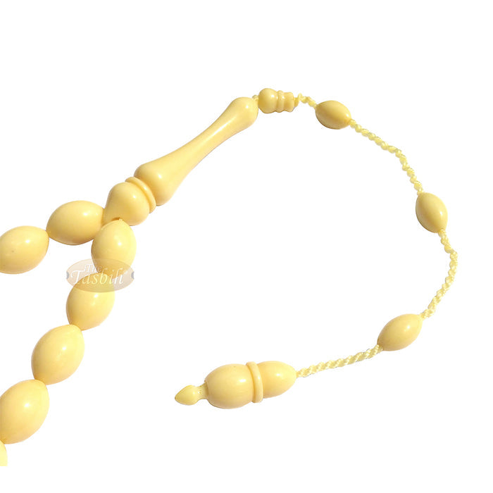 Cream Tapered Oval 33-Bead 8x12.5 mm Turkish Prayer Beads Monomer