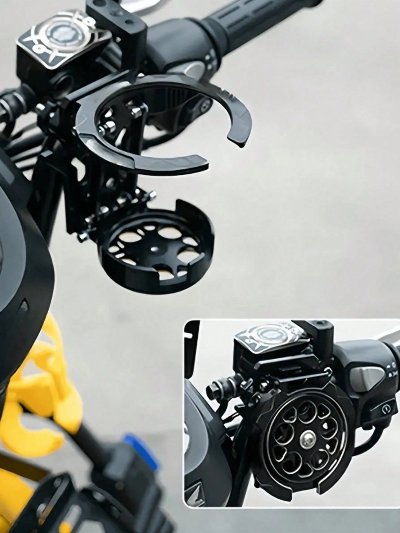 Creative Rotating Motorcycle Cup Holder, 360° Rotating Folding Bicycle Water Bottle Cage, Universal Rail-Style Cup Holder, Cycling Beverage Storage Rack