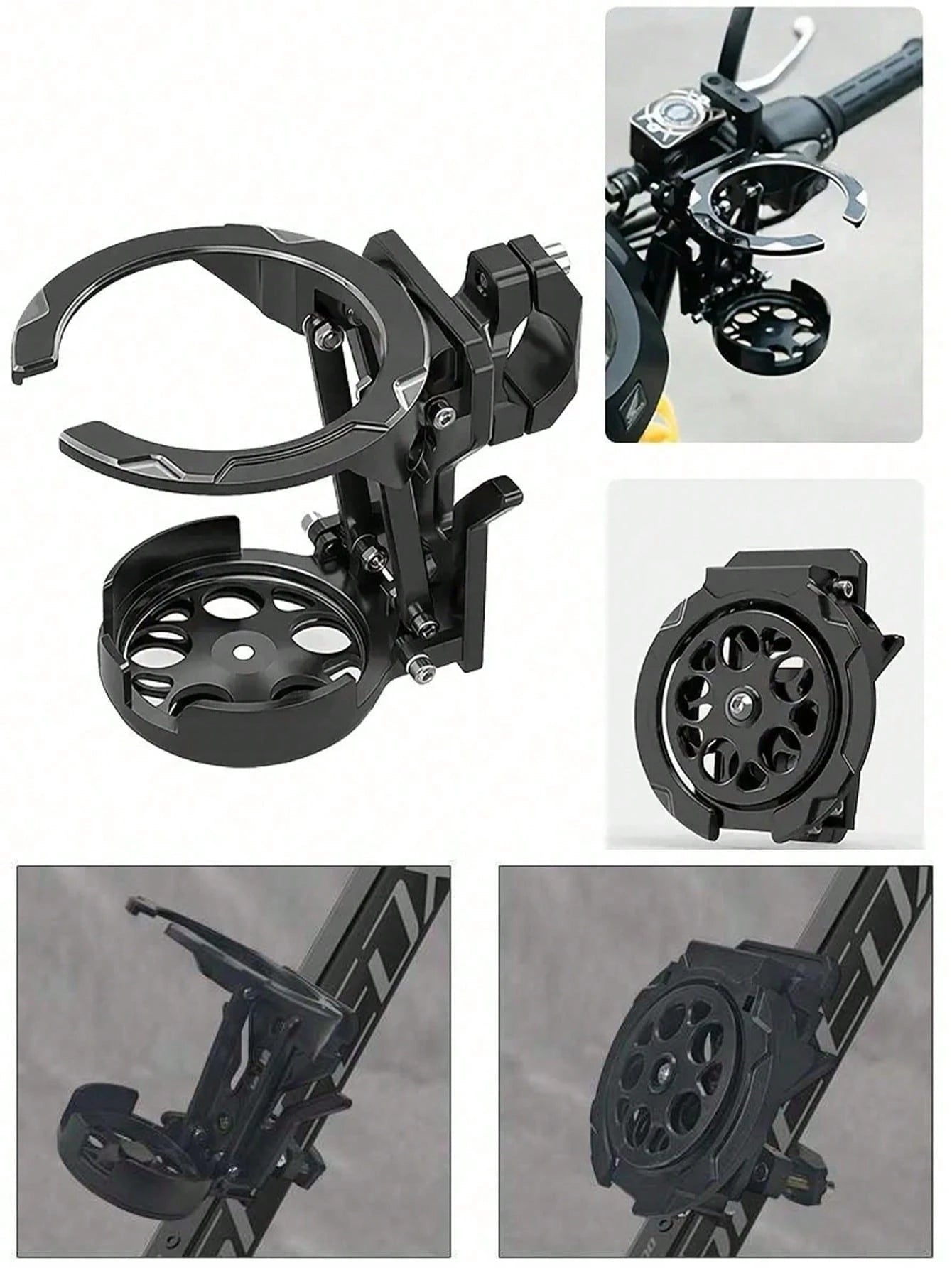 Creative Rotating Motorcycle Cup Holder, 360° Rotating Folding Bicycle Water Bottle Cage, Universal Rail-Style Cup Holder, Cycling Beverage Storage Rack