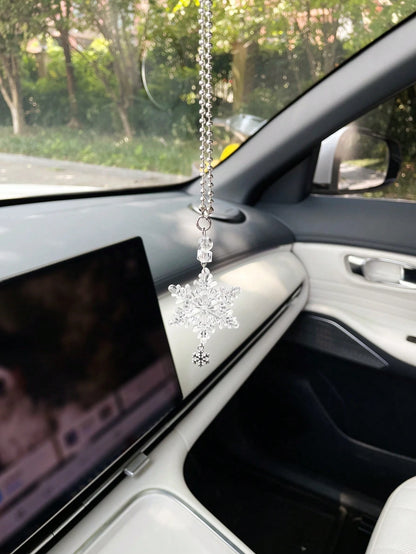 Creative Snowflake Car Hanging Ornament, Car Interior Decor, Car Rearview Mirror Hanging Decoration