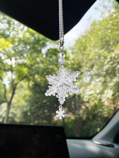Creative Snowflake Car Hanging Ornament, Car Interior Decor, Car Rearview Mirror Hanging Decoration