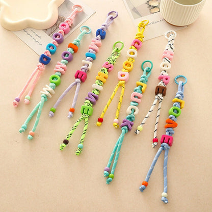 Crochet Alphabet Letter Beaded Bag Charm Pendant Keychain DIY Handmade Knitted Purse Accessory Cute Personalized Gift For Women Girls