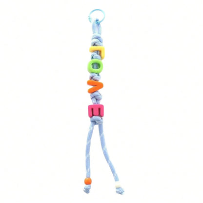 Crochet Alphabet Letter Beaded Bag Charm Pendant Keychain DIY Handmade Knitted Purse Accessory Cute Personalized Gift For Women Girls