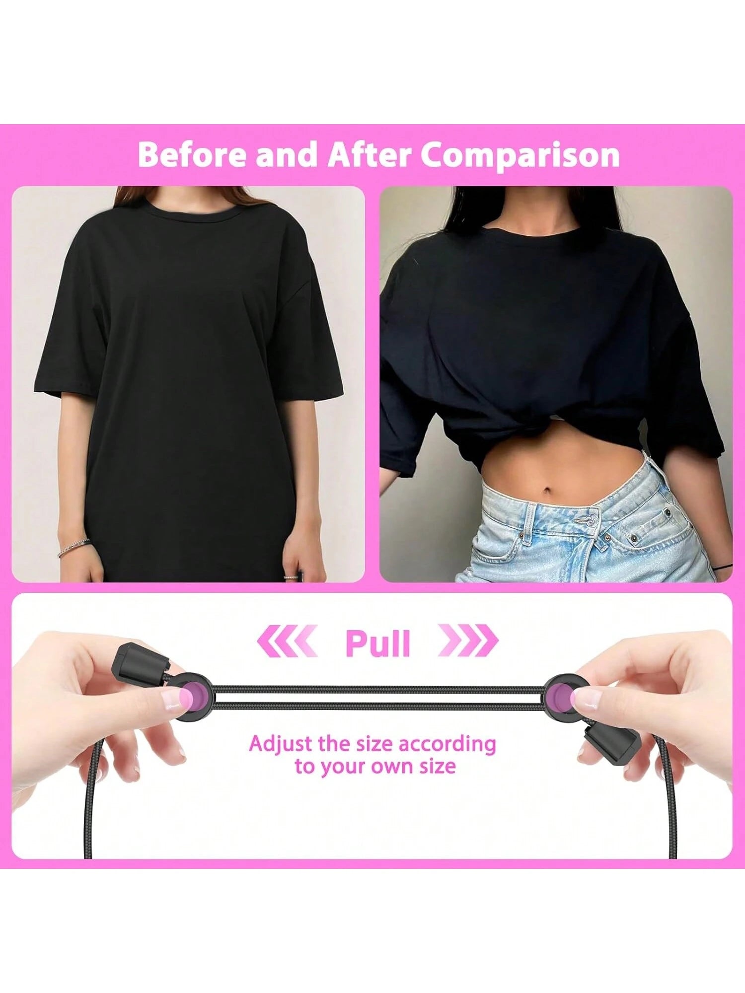 Crop Tuck Adjustable Band, Crop Tuck Tool For Sweater And Shirt, Belly Leaking Crop Tuck Band, The Elastic Band To Change The Style Of Your Tops(1pc)