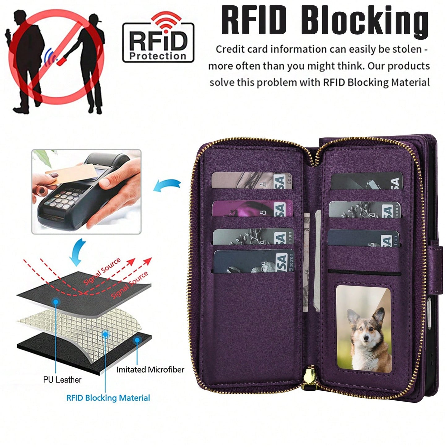 Crossbody Case For IPhone 17 ProMax/17Pro/17AIR/17E/17 Case Wallet, RFID Blocking Leather With Card Holder Kickstand, Handbag Zipper Flip Cover With Wrist Strap For IPone Men Women