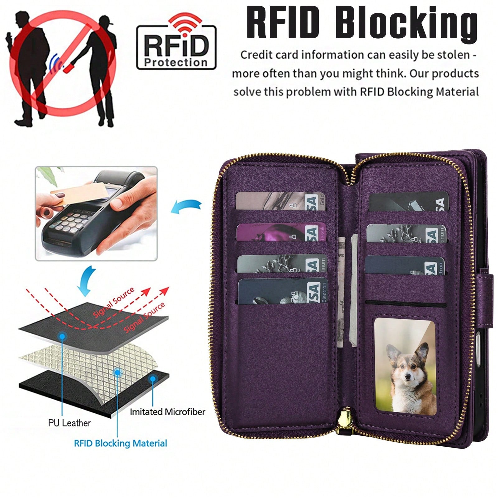 Crossbody Case For IPhone 17 ProMax/17Pro/17AIR/17E/17 Case Wallet, RFID Blocking Leather With Card Holder Kickstand, Handbag Zipper Flip Cover With Wrist Strap For IPone Men Women