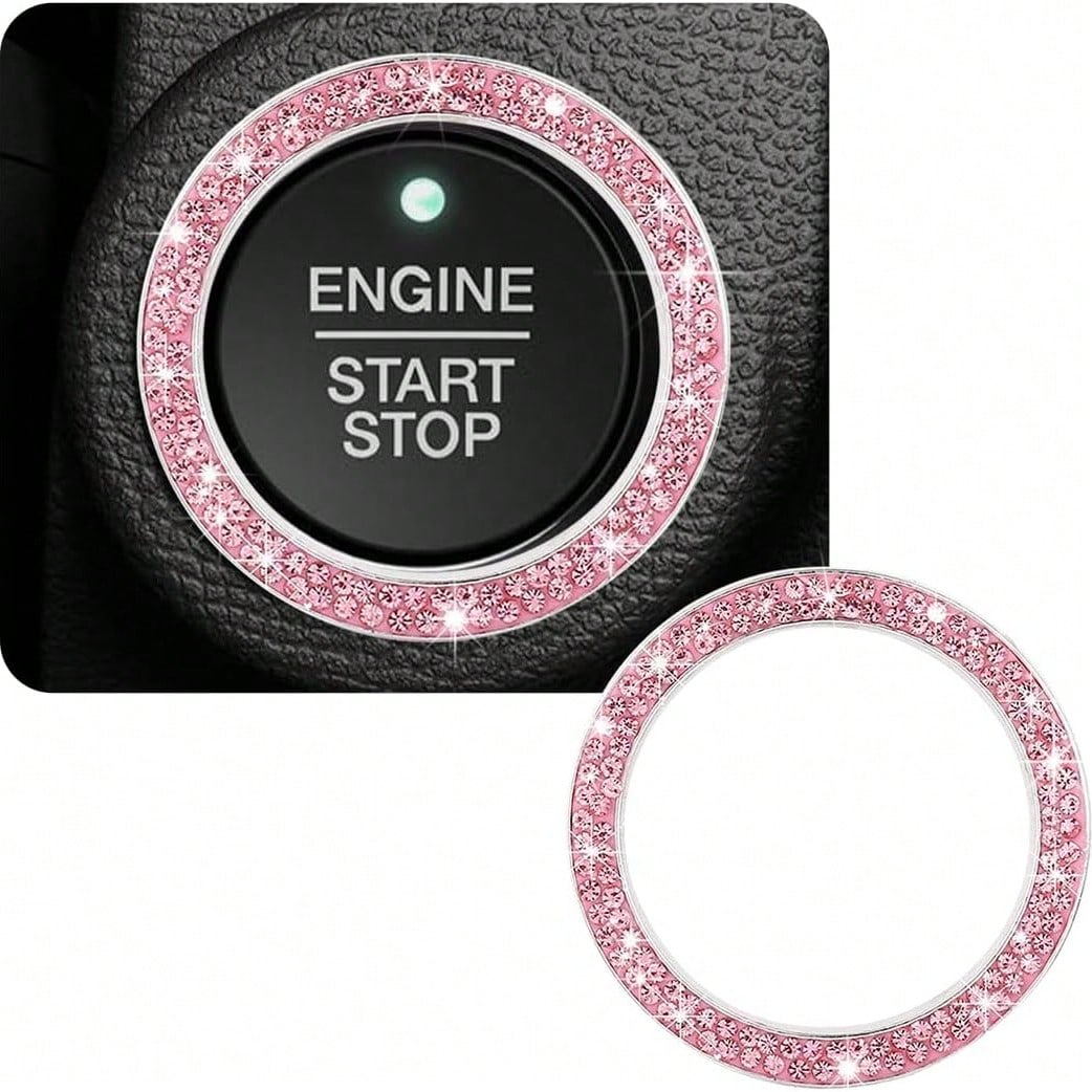Crystal & Diamond Embellished Engine Start Button Sticker/Decal, Shiny Car Interior Accessories, Decorative Key Ignition Ring