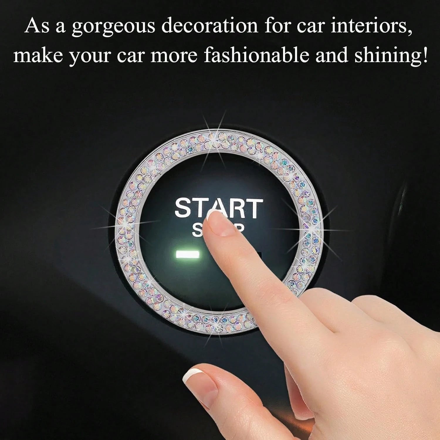 Crystal & Diamond Embellished Engine Start Button Sticker/Decal, Shiny Car Interior Accessories, Decorative Key Ignition Ring