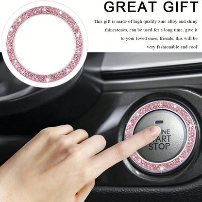 Crystal & Diamond Embellished Engine Start Button Sticker/Decal, Shiny Car Interior Accessories, Decorative Key Ignition Ring