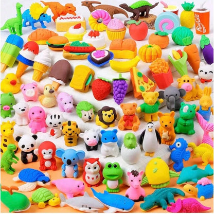 Cubidupi 30pc Random Animal Eraser, Cool 3D Mini Eraser, Fun Gift, Individually Packaged, Detachable Eraser