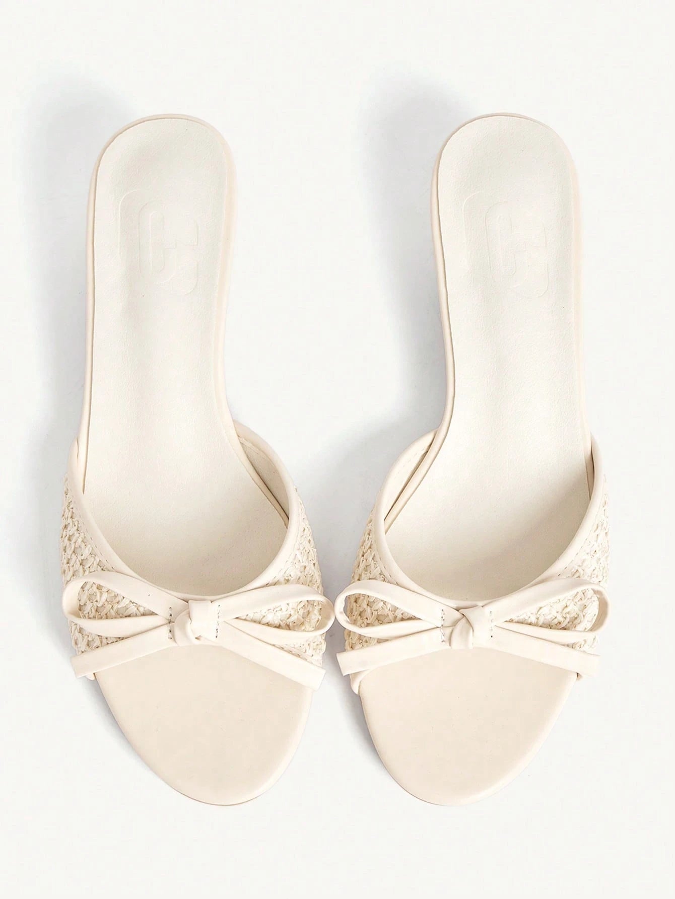 CUCCOO CHICEST Women Shoes Beige Woven Bow Design Elements Fashionable And Comfortable Spring And Summer Vacation Kitten And Slippers Summer Shoes