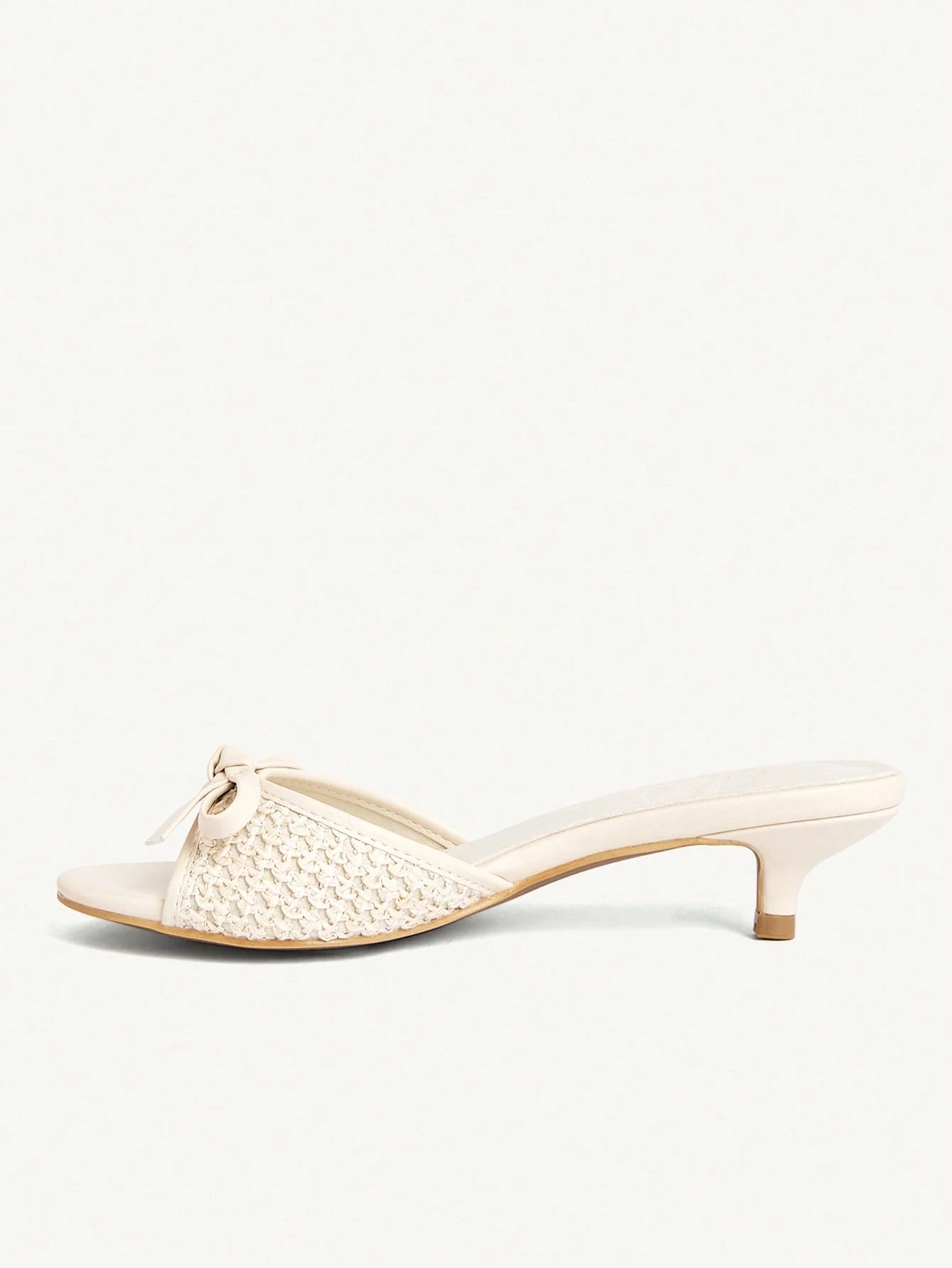 CUCCOO CHICEST Women Shoes Beige Woven Bow Design Elements Fashionable And Comfortable Spring And Summer Vacation Kitten And Slippers Summer Shoes