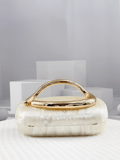 CUCCOO SZL New European & American Women Asymmetrical Acrylic Box Handbag, Unique Shell Shape Classic Round Clutch, Fashion Wedding/Party Purse, Elegant Shell Bag, Perfect For Parties, Weddings, Dinne