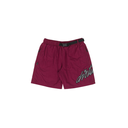 Cursive Nylon Shorts in Burgundy - Four Street
