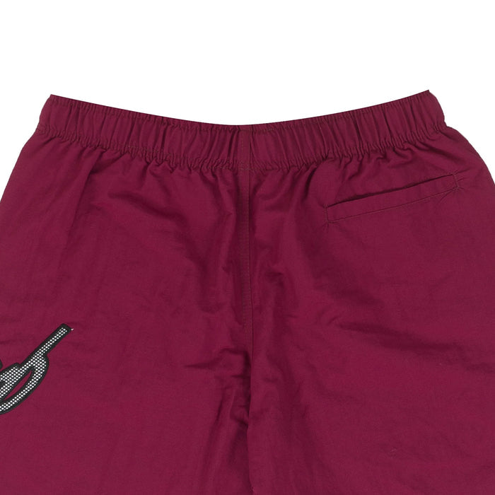 Cursive Nylon Shorts in Burgundy - Four Street