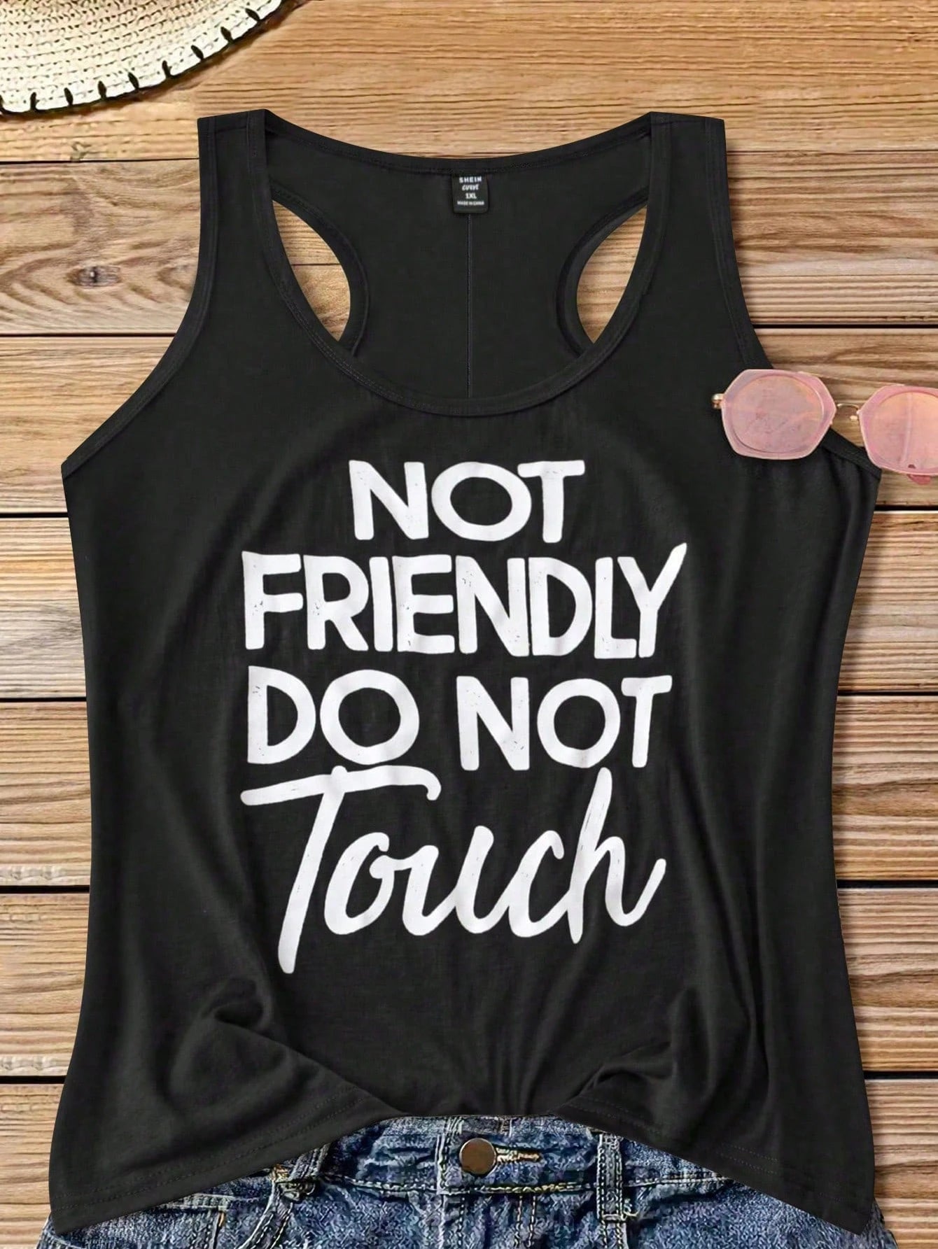 CURVE+ Plus Size Casual Minimalist Printed Tank Top