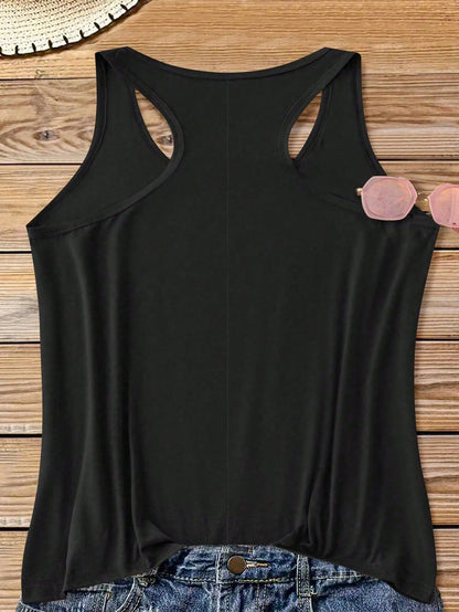 CURVE+ Plus Size Casual Minimalist Printed Tank Top