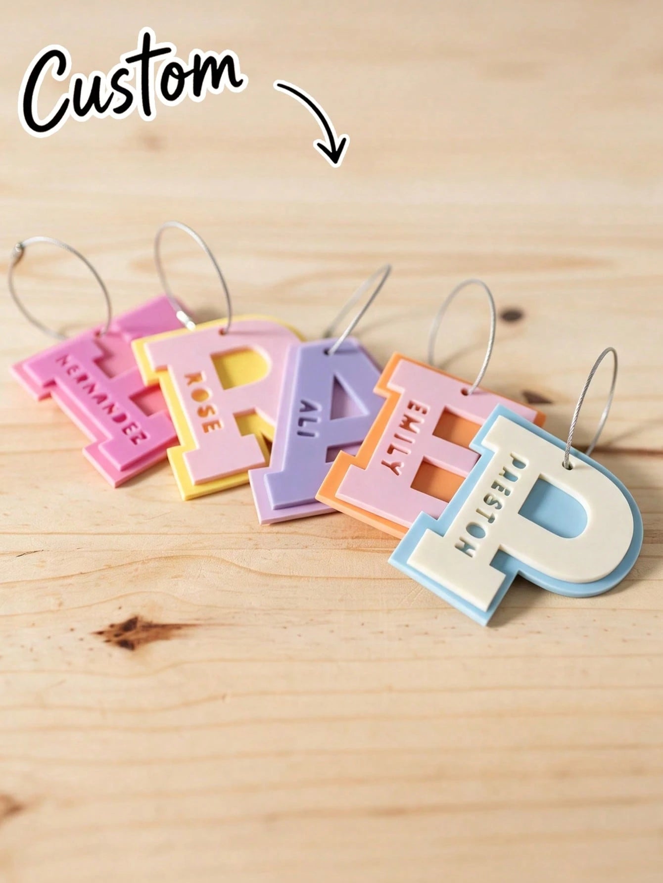 Custom Acrylic Name Tag, Custom Double Layer Initial Keychain Tag, Personalized Uppercase Initial Gift, Acrylic Bag Tag Keychain, Custom Name Backpack Keychain, Keychain Gift, Custom Multilingual Keyc