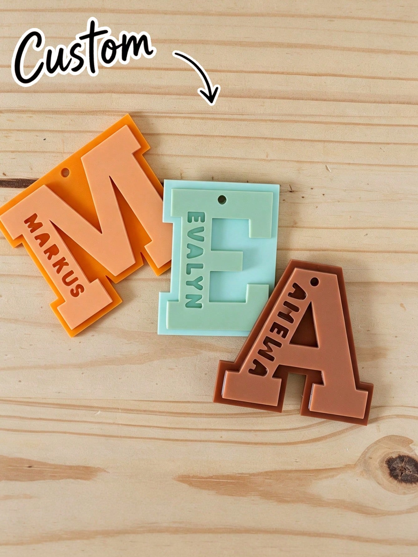 Custom Acrylic Name Tag, Custom Double Layer Initial Keychain Tag, Personalized Uppercase Initial Gift, Acrylic Bag Tag Keychain, Custom Name Backpack Keychain, Keychain Gift, Custom Multilingual Keyc