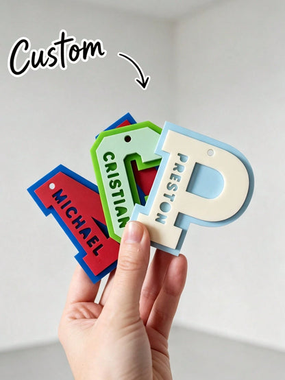 Custom Acrylic Name Tag, Custom Double Layer Initial Keychain Tag, Personalized Uppercase Initial Gift, Acrylic Bag Tag Keychain, Custom Name Backpack Keychain, Keychain Gift, Custom Multilingual Keyc