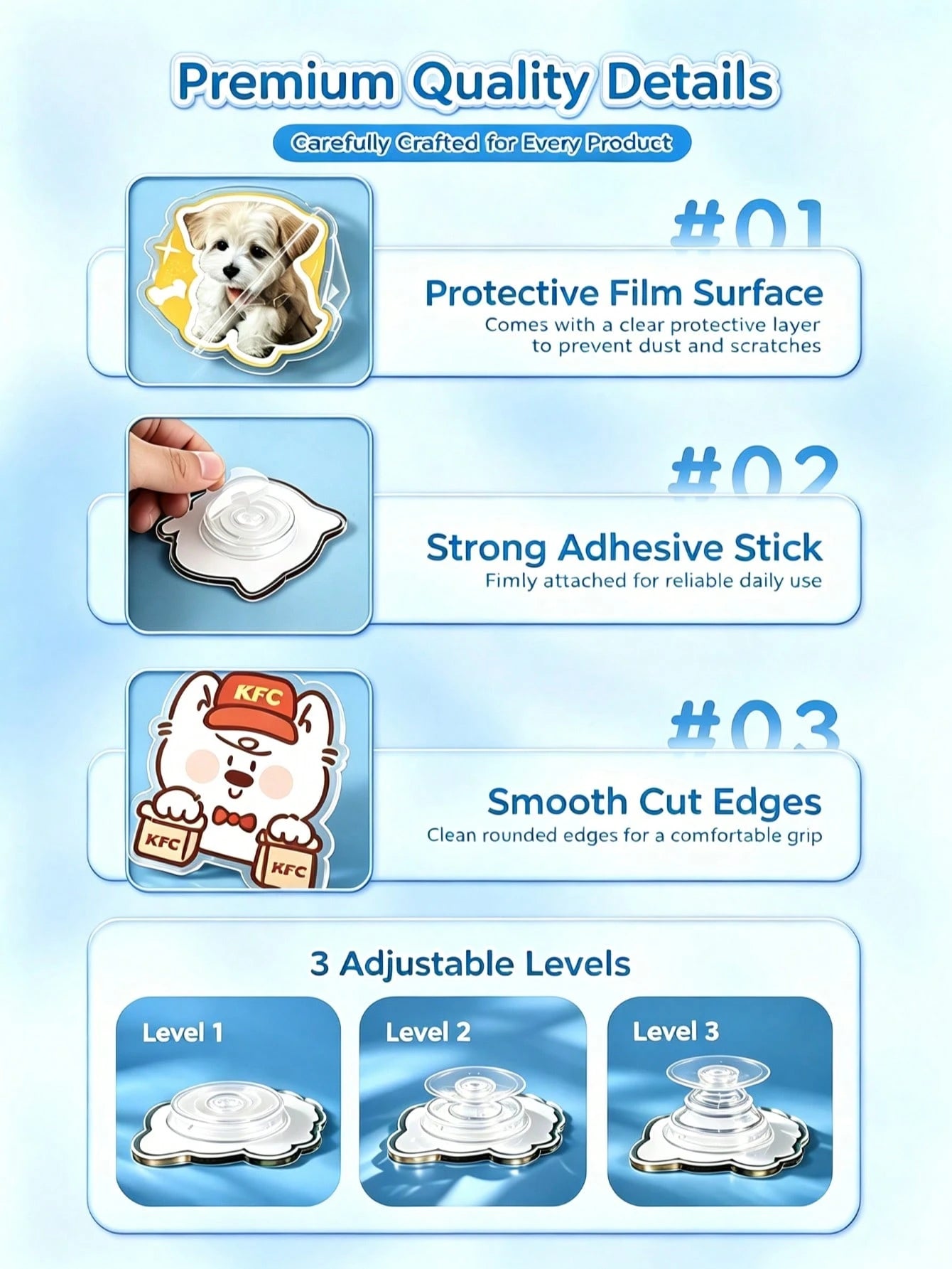 Custom Acrylic Phone Airbag Stand, DIY Photo Customized Back Sticker, Pet Star Cartoon Peripheral Customized Phone Support Bracket, 360° Rotating Telescopic Support Bracket, Fan Support Gift Couple Pe