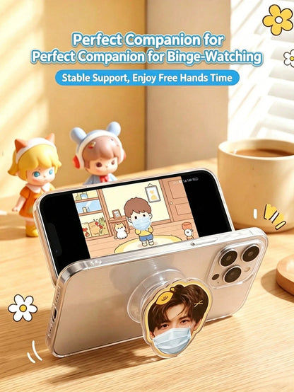 Custom Acrylic Phone Airbag Stand, DIY Photo Customized Back Sticker, Pet Star Cartoon Peripheral Customized Phone Support Bracket, 360° Rotating Telescopic Support Bracket, Fan Support Gift Couple Pe