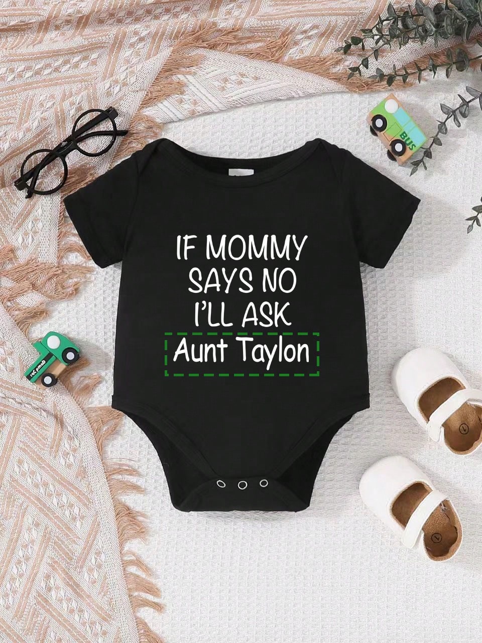 [Custom] Baby Girls Personalized Name Custom Baby Girls Bodysuit, Cute Casual- White Round Neck, Comfortable & Breathable, Street Casual Chic, Casual Wear SS, Keepsake Gift, Baby Shower Gift, Coming