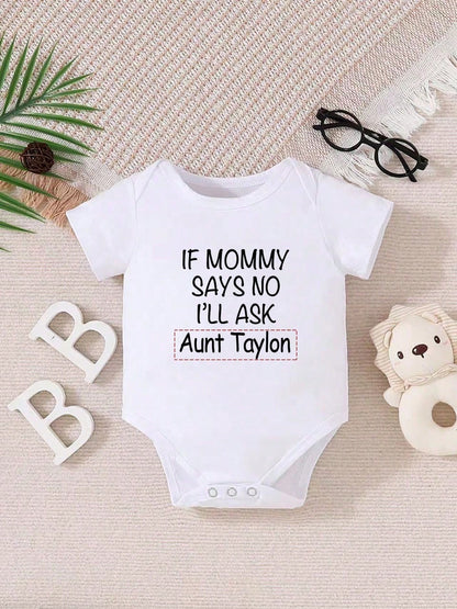 [Custom] Baby Girls Personalized Name Custom Baby Girls Bodysuit, Cute Casual- White Round Neck, Comfortable & Breathable, Street Casual Chic, Casual Wear SS, Keepsake Gift, Baby Shower Gift, Coming
