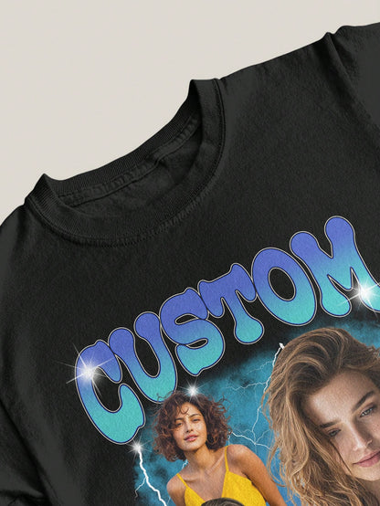 Custom Bootleg Rap Tee Shirt For Boyfriend Girlfriend Customized Face Tshirt Men Women Photo T-Shirt Personalized Vintage Graphic Shirt Gift Idea Birthday Customizable Things Husband Wife Anniversary