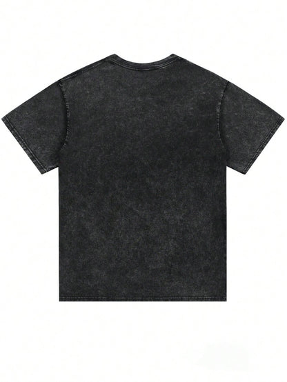 Custom-Made Washed And Distressed Men's T-Shirts, Including Custom Photos And Text, Personalized Commemorative T-Shirts, Angel Wing Prints, Heartwarming Commemorative Gifts, Loose-Fitting Casual Tops