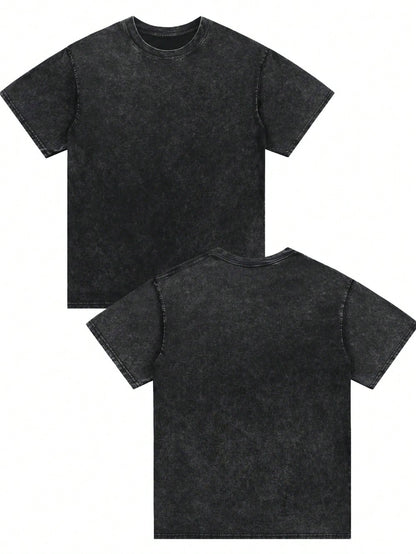 Custom-Made Washed And Distressed Men's T-Shirts, Including Custom Photos And Text, Personalized Commemorative T-Shirts, Angel Wing Prints, Heartwarming Commemorative Gifts, Loose-Fitting Casual Tops