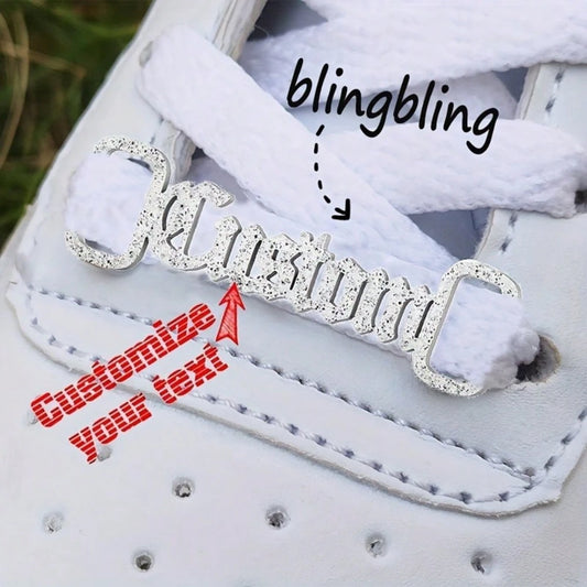 Custom Name Shoe Buckle With Bling, Personalized Shoe Buckle With Bling Accents, Custom Stainless Steel Nameplate,Perfect Gift For Boyfriend Or Family