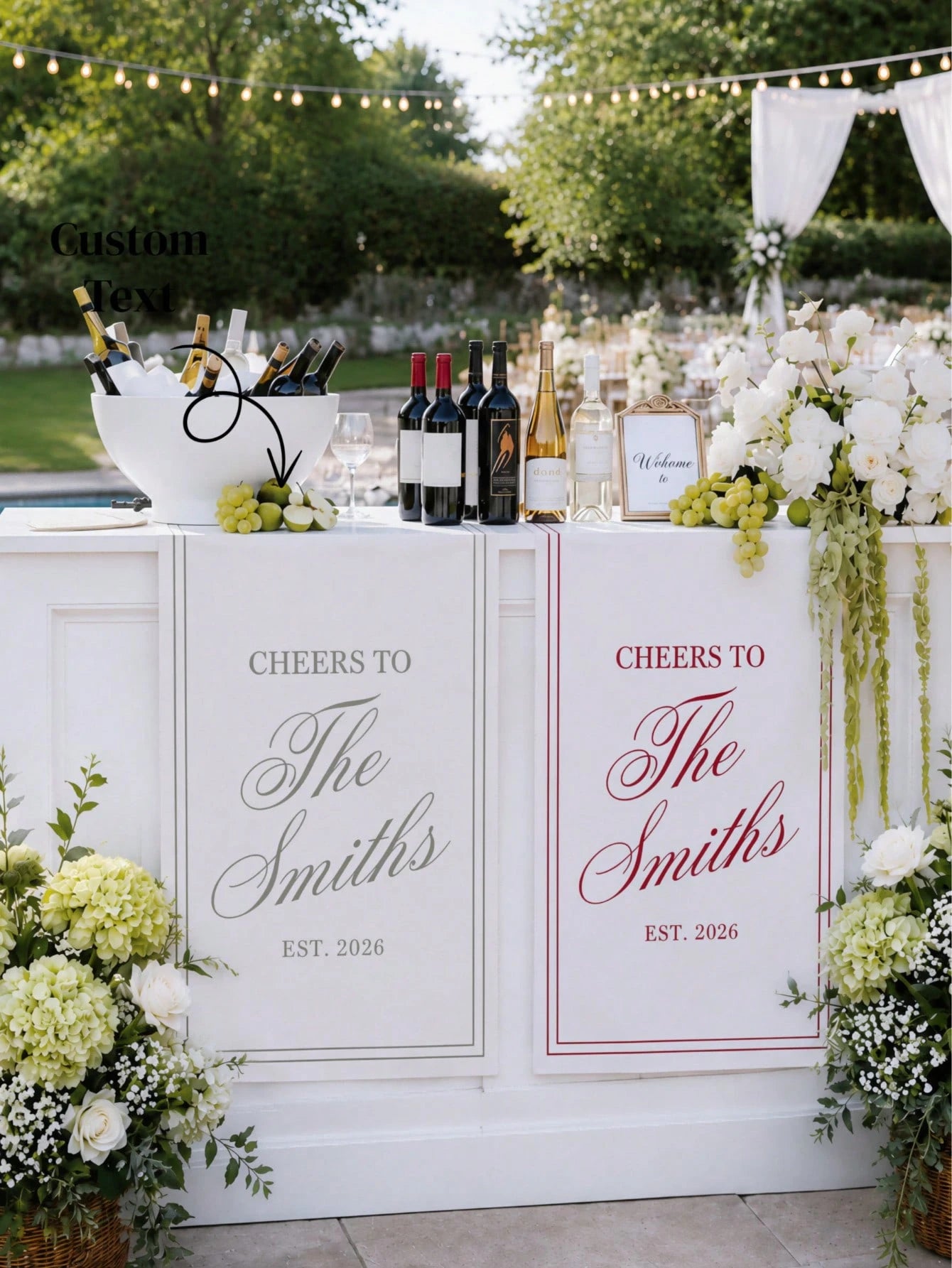 Custom Unique And Timeless Wedding Welcome Sign, Fabric Bar Menu Banner, Personalized Name And Date, Romantic Wedding Gift, Wedding Decor