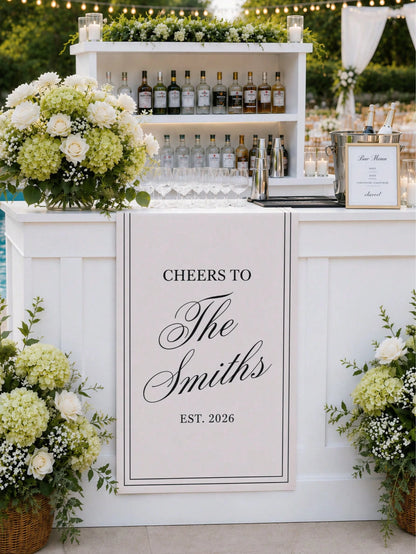 Custom Unique And Timeless Wedding Welcome Sign, Fabric Bar Menu Banner, Personalized Name And Date, Romantic Wedding Gift, Wedding Decor