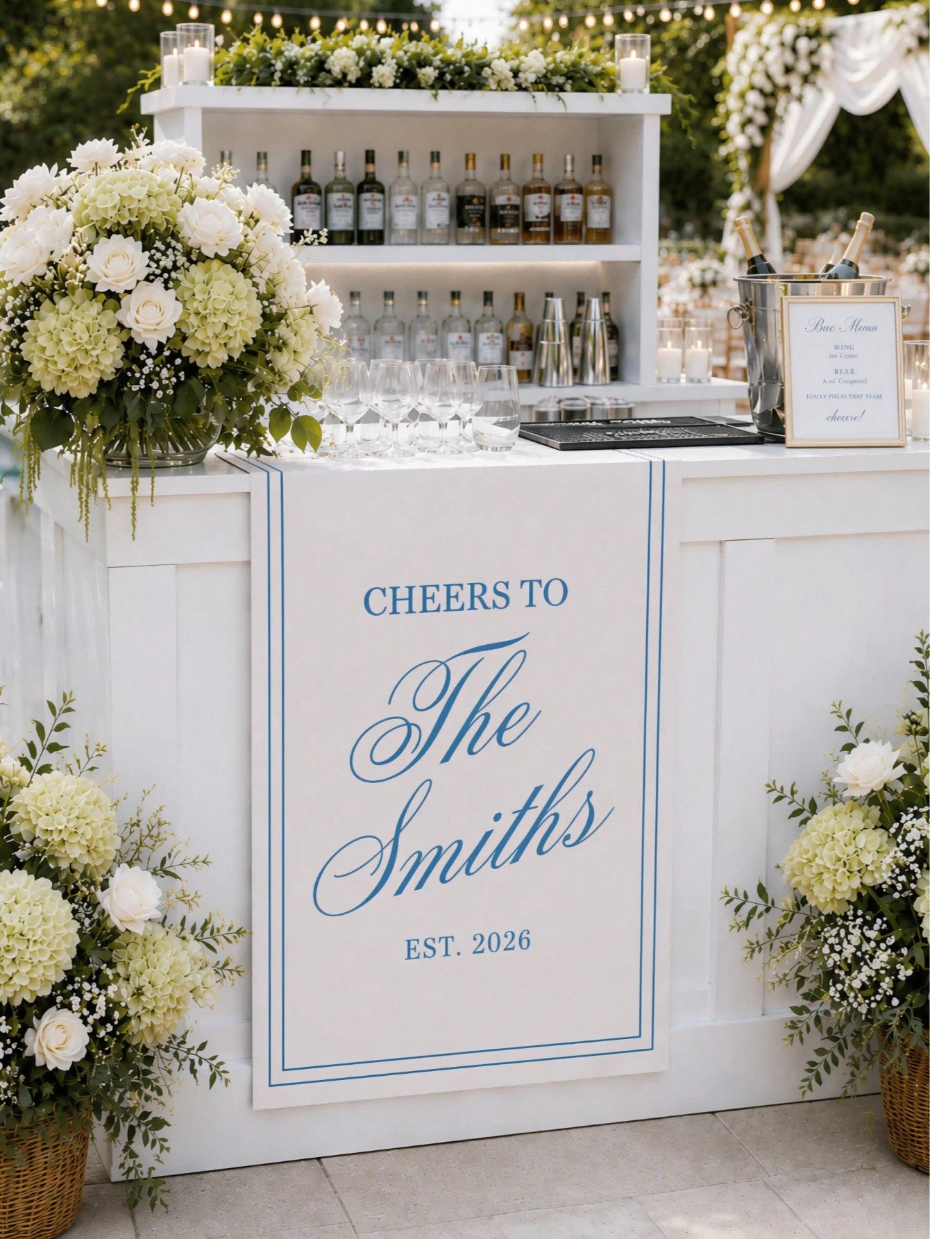 Custom Unique And Timeless Wedding Welcome Sign, Fabric Bar Menu Banner, Personalized Name And Date, Romantic Wedding Gift, Wedding Decor