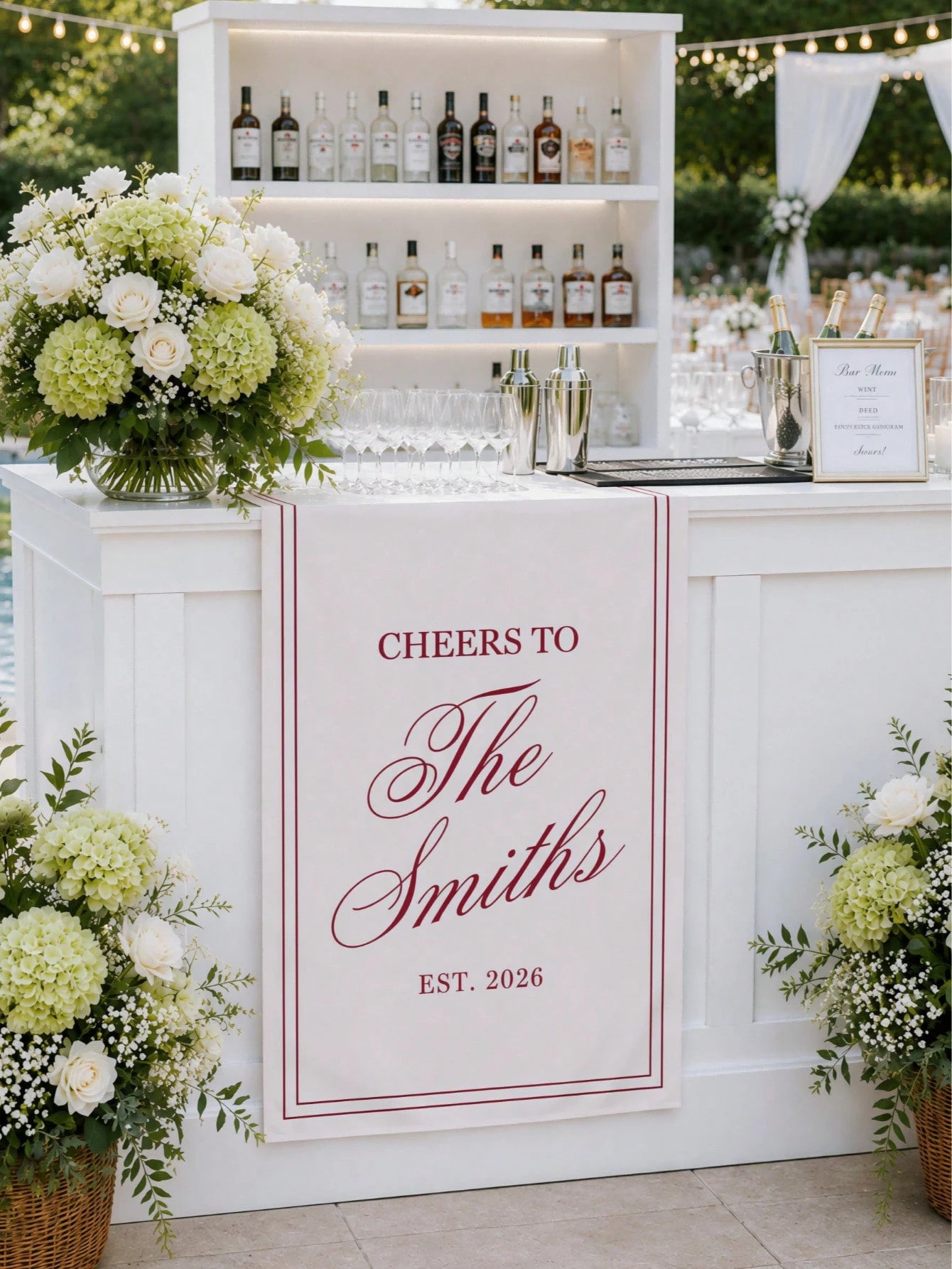 Custom Unique And Timeless Wedding Welcome Sign, Fabric Bar Menu Banner, Personalized Name And Date, Romantic Wedding Gift, Wedding Decor