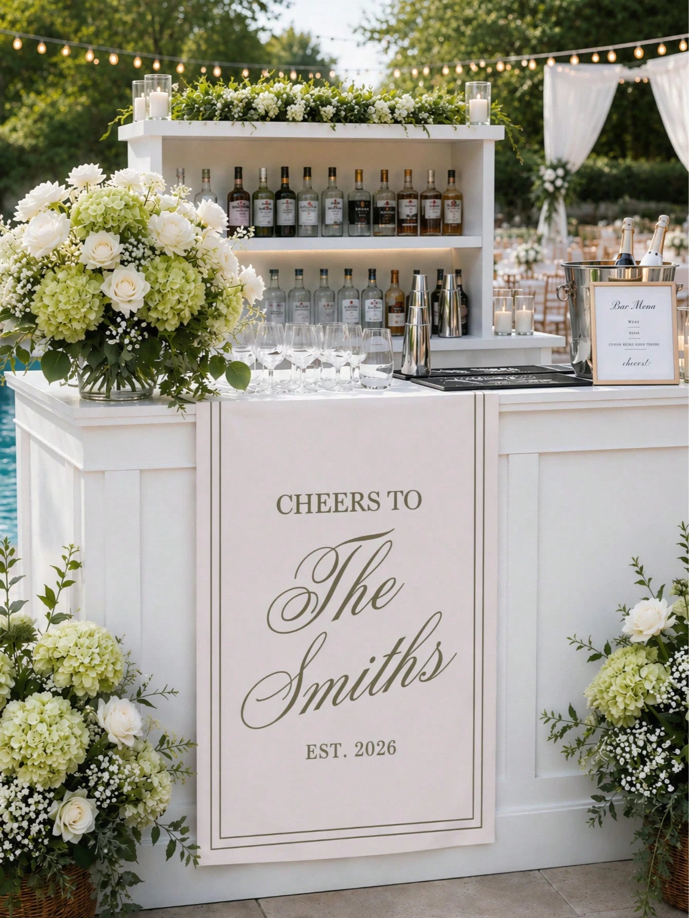 Custom Unique And Timeless Wedding Welcome Sign, Fabric Bar Menu Banner, Personalized Name And Date, Romantic Wedding Gift, Wedding Decor