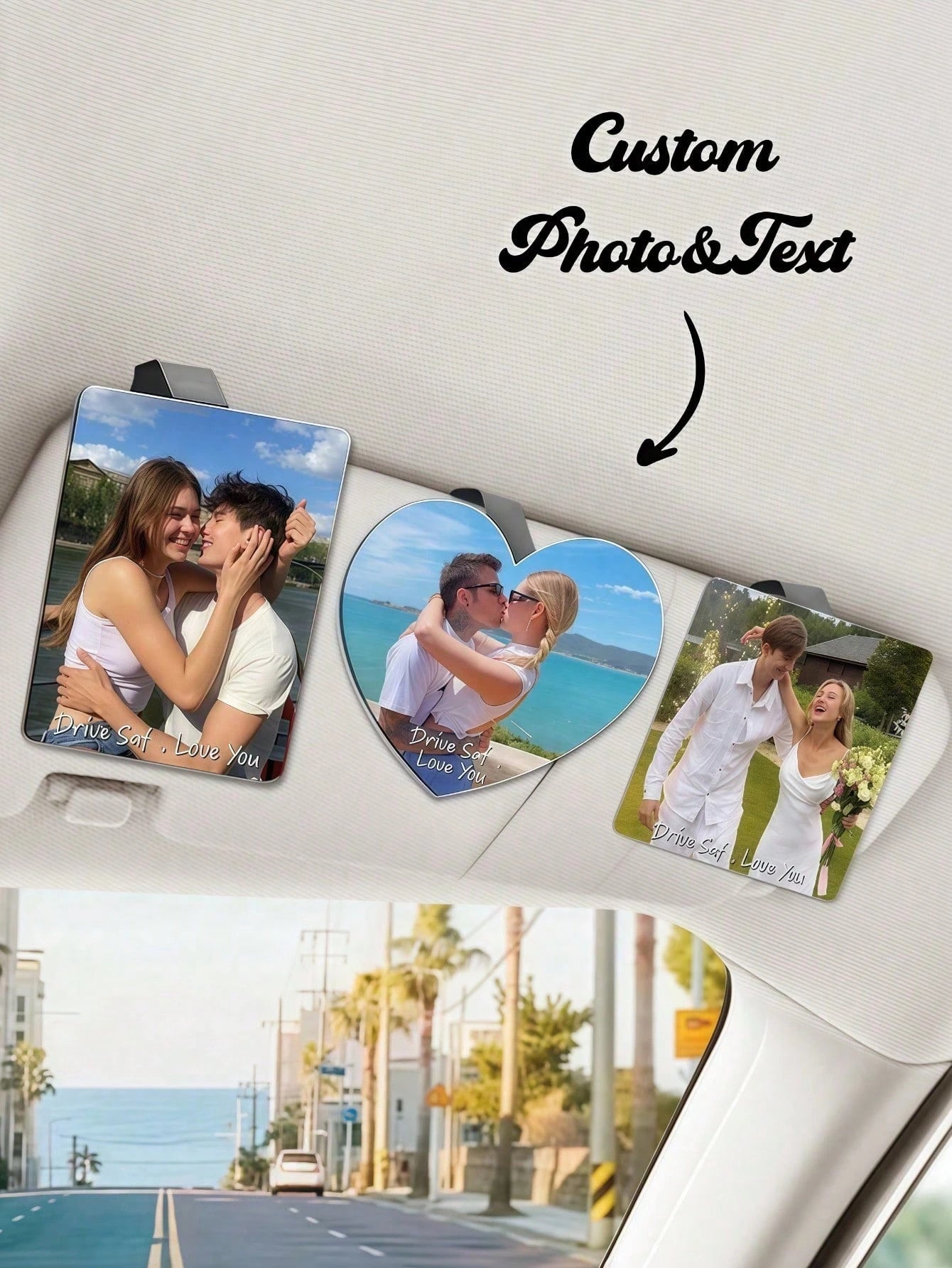 Customized Acrylic Car Sun Visor Clip, Personalized Photo Car Sun Visor Clip, Customized Car Decor, Customized Car Makeup Mirror Decor, Personalized Car Photo, DIY Customized Birthday Gift, Christmas