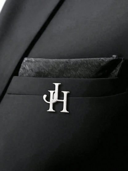 Customized Letter Brooch, Personalized Couple Letter Wedding Brooch, Stainless Steel Lapel Pin For Boy, Groomsman Brooch, Teacher's Day Gift, Fashionable Boy's Accessory, Exquisite And Unique, Father'
