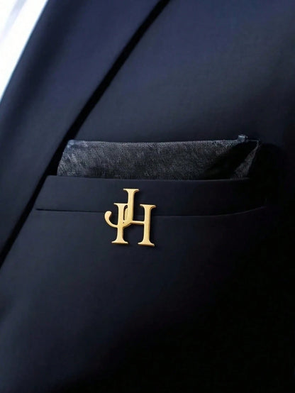 Customized Letter Brooch, Personalized Couple Letter Wedding Brooch, Stainless Steel Lapel Pin For Boy, Groomsman Brooch, Teacher's Day Gift, Fashionable Boy's Accessory, Exquisite And Unique, Father'