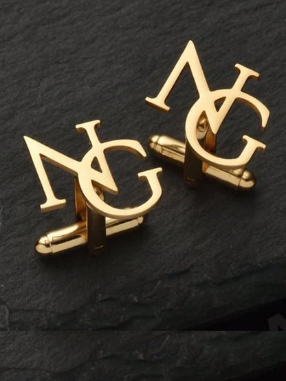 Customized Personalized, Groomsmen Wedding Cufflinks, Initial Cufflinks- Father's Day Gift, Brother's Gift, Stainless Steel, Graduation Ceremony, Millennium, Fashionable, Unisex, Casual, Unique, Fore