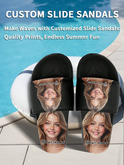 Customized Photo Slippers, Personalized Name Thick-Sole Slippers, Comfortable Memory Foam Slippers For Men Women, Birthday Gift