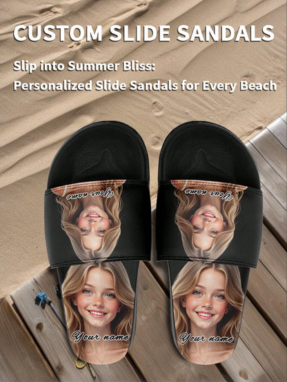 Customized Photo Slippers, Personalized Name Thick-Sole Slippers, Comfortable Memory Foam Slippers For Men Women, Birthday Gift