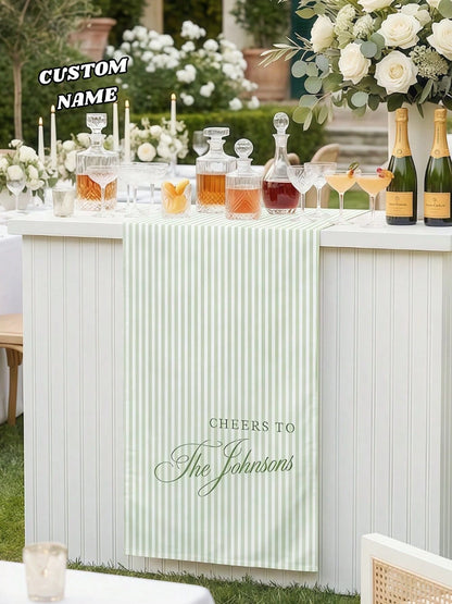 Customized Wedding Welcome, Wedding Tablecloth, Personalized Linen Striped Bar Event Signage, Bar Event Banner, Can Customize Name And Date, Wedding Gift, Welcome Gift, Mother's Day Gift, Anniversary