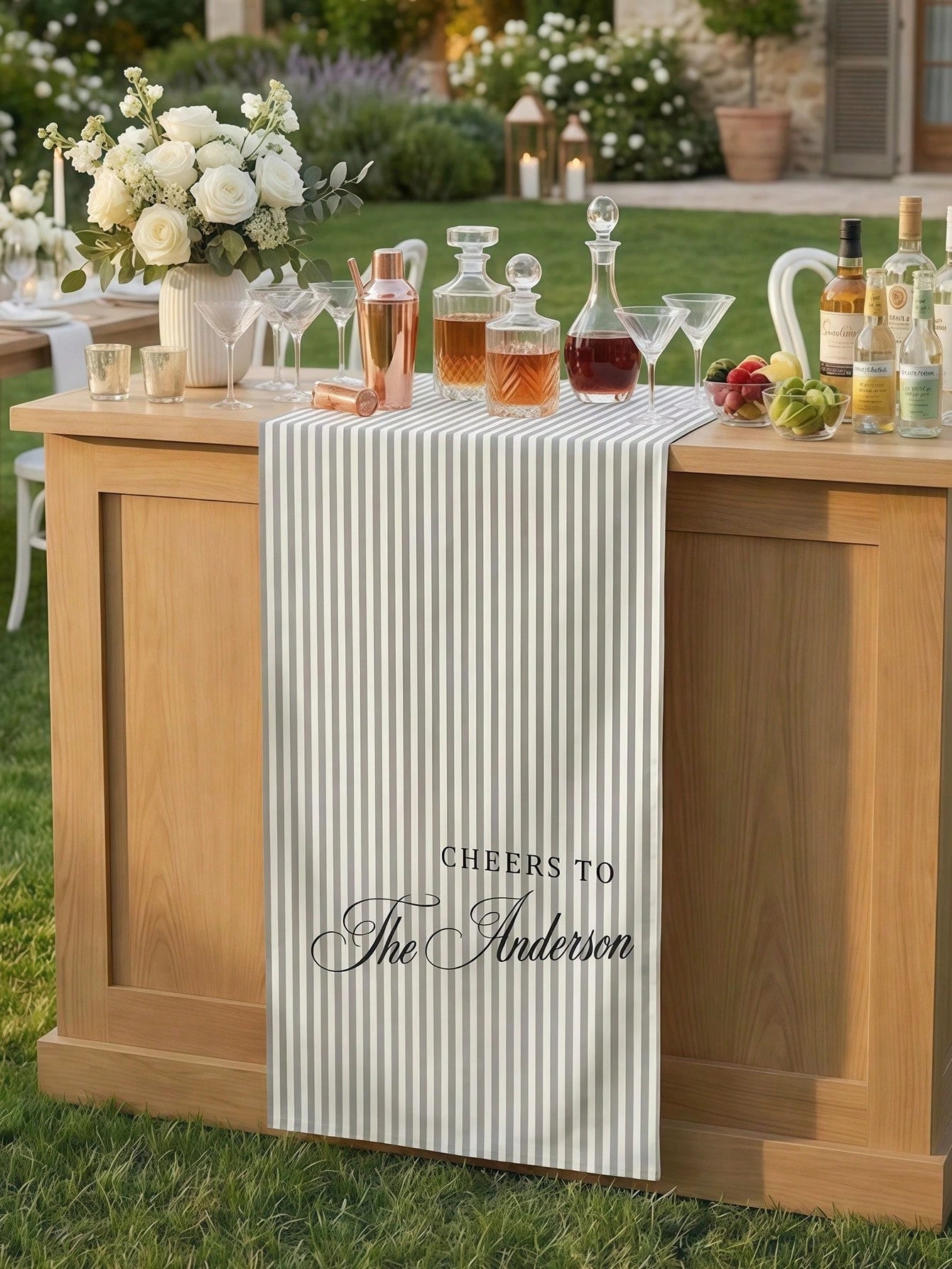 Customized Wedding Welcome, Wedding Tablecloth, Personalized Linen Striped Bar Event Signage, Bar Event Banner, Can Customize Name And Date, Wedding Gift, Welcome Gift, Mother's Day Gift, Anniversary