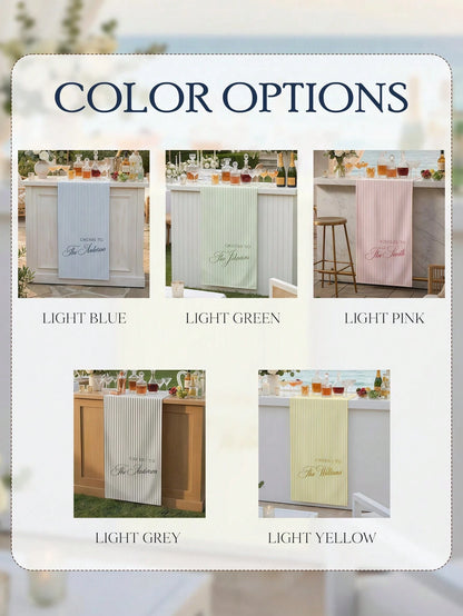 Customized Wedding Welcome, Wedding Tablecloth, Personalized Linen Striped Bar Event Signage, Bar Event Banner, Can Customize Name And Date, Wedding Gift, Welcome Gift, Mother's Day Gift, Anniversary